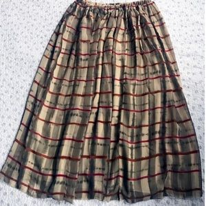 Madewell Plaid Pleated Silk Maxi Skirt